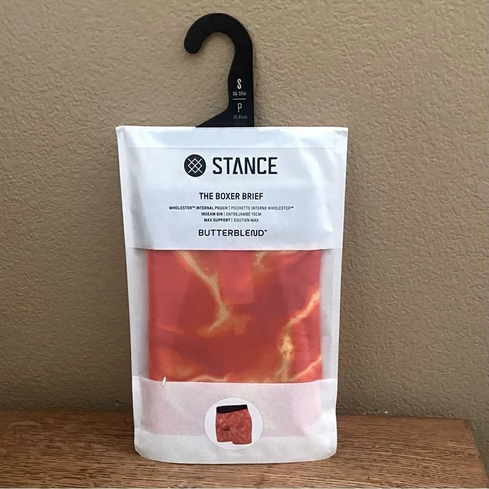 New Stance Boxer Brief Shorts Butter Blend Orange/Yellow Dye on Dye S (30
